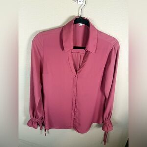 Express Rose Pink Portofino Slim Fit Women's Blouse
